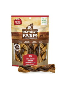 Natural Farm Braided Collagen Chews for Dogs (6 Inch, 5 Pack), Collagen Sticks, Natural Dog Chews, Long Lasting, for Small, Medium and Large Dogs, Odor-Free, Rawhide Alternative