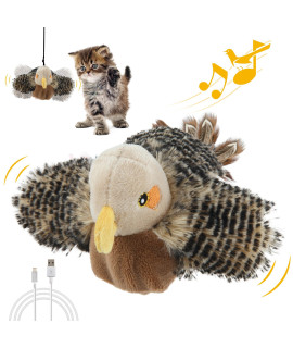 Gigwi Interactive Cat Toys for Indoor Cats, Rechargeable Motion Activated Cat Toy, Automatic Flapping and Chirping Cat Toy with Catnip, Beating Wings Hanging Cat Toy