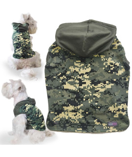 Silopets Dog Tshirts for Small Dogs Hooded - Soft and Stretchy Dog Tshirts to Daily Walks - Sleeveless Dog Tshirt (Green Camou XXS)