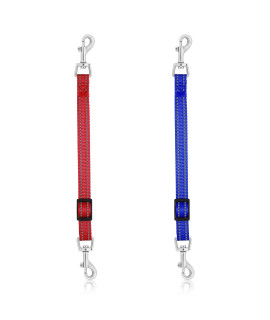 Cobee Dog Collar Clips, 2 Pcs Reflective Nylon Puppy Collar, Backup Collar, Safety Adjustable Pet Dog Collar Harness Connector, Double Ended Backup Clasp Clip for Dog Puppies(Red, Blue)