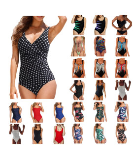 1 Piece Swimsuits For Women, One-Piece_Swimsuit Women Tummy control High Waisted Romper girls Retro Printed Slimming Bra With Bottoms Vintage Swimsuit