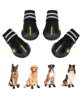 DcOaGt Dog Shoes Waterproof Dog Boots for Small Medium Large Puppy with Reflective Straps Rugged Anti-Slip Sole,Paw Protectors Dog Booties for Hot Pavement Winter Snow Rain Hiking 4PCS Black