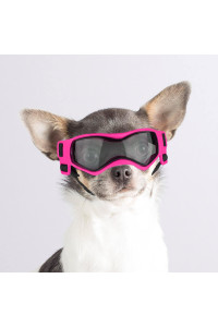Enjoying Small Dog Goggles UV Protection Doggy Sunglasses Windproof Antifog Pet Glasses for Small Dogs Cats Eye Wear, Soft Frame, Cool Pink