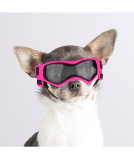 Enjoying Small Dog Goggles UV Protection Doggy Sunglasses Windproof Antifog Pet Glasses for Small Dogs Cats Eye Wear, Soft Frame, Cool Pink