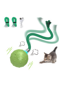 umosis Interactive Cat Ball Toy,Motion Activated Automatic Moving Ball Toy with Long Tail Teaser/Simulation Bird Sound/USB Rechargeable Cat Toy