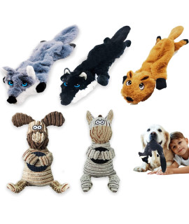 FULIM Dog Squeak Toys 5 Pack Dog Toys No Stuffing Dog Toy Plush Dog Toys Crinkle Dog Toy Dog Chew Toys for Small Medium Large Dogs
