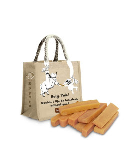 Dogsee Himalayan Turmeric Dog Chews Large 2 lb 100% Natural Yak Chews Smoke Dried Long Lasting Healthy Treats for Aggressive Chewers Helps Fight Plaque & Tartar Jute Bag 8 Bars