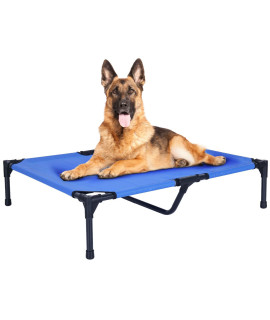 FIOCCO Elevated Dog Bed - Dog Cot with Chew Proof Mesh for Large Dogs, Waterproof Washable Raised Dog Bed, Portable Dog Bed for Outdoor Use, Dog Cots Beds, Lake Blue