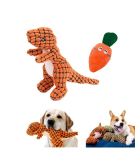 Icesoore Robustdino - Indestructible Robust Dino, Robust Dino Dog Toy for Aggressive chewers, Plush Stuffed Indestructible Dog Toy, Squeaky Dog Toys for LargeMediumSmall Dogs (Orange)