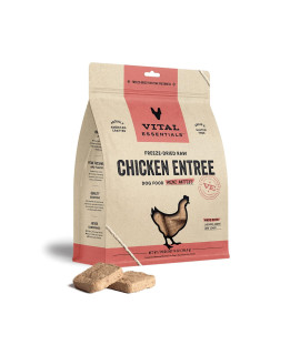 Vital Essentials Freeze Dried Raw Dog Food, Chicken Mini Patties Entree, 14 oz