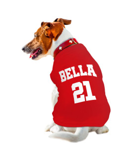 Atdesk custom Dog Shirt, Dog Soccer Jersey Summer Puppy Vest T-Shirt, Breathable Sleeveless Tank Top Pet Outfit for Samll Dogs cats, Add Your Number & Name(Large Red)