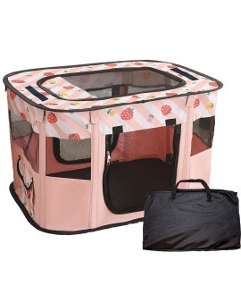 Puppy Playpen, Portable Dog Play Pen, Sturdy Cat Playpen, Foldable pop up pet Tent, Pet Playground Indoor/Outdoor (M, Pink)