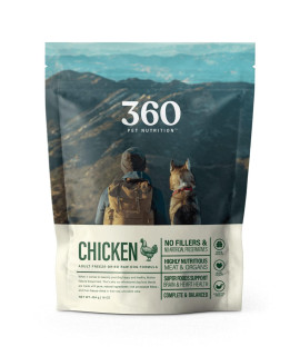 360 Pet Nutrition Freeze Dried Raw Complete Meal for Adult Dogs, High Protein, Omega 3's, No Fillers, Made in The USA, 16 Ounce (Chicken)