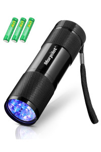 Morpilot UV Flashlight Black Light Flashlight Mini: 395nm Blacklight Flashlights, 9 LED Pet Urine Detector Light for Dog/Cat, Dry Stains, Resin Curing, Bed Bug