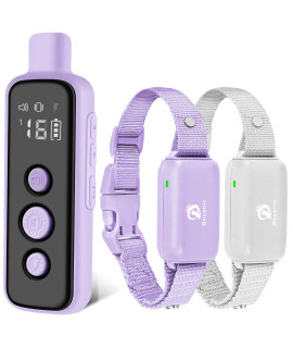 Bousnic Dog Shock Collar for 2 Dogs - (8-120lbs) Waterproof Rechargeable Electric Dog Training Collar with Remote for Small Medium Large Dogs with Beep Vibration Safe Shock Modes(Purple)