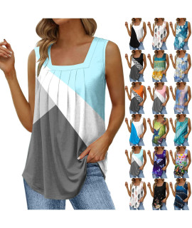 Womens 2023 Fashion Summer Tank Tops Sleeveless Square Neck color gradient Blouses Butterfly Loose Leopard Print Tee Tank