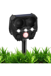 BKEVERPP Ultrasonic Cat Deterrent, 5 Mode Solar Powered Deterrent Device with Motion Sensor and Flashing Light, Outdoor Device for Farm, Garden, Yard, Dogs, Cats, Birds, and More (Black)
