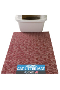 Drymate Original Cat Litter Mat, Contains Mess from Box for Cleaner Floors, Urine-Proof, Soft on Kitty Paws -Absorbent/Waterproof- Machine Washable, Durable (USA Made) (20?x28?)(Red Hex)
