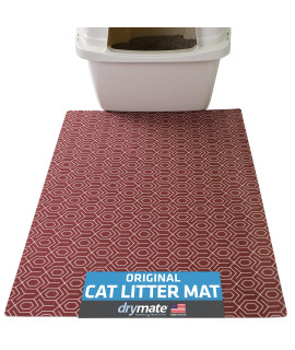 Drymate Original Cat Litter Mat, Contains Mess from Box for Cleaner Floors, Urine-Proof, Soft on Kitty Paws -Absorbent/Waterproof- Machine Washable, Durable (USA Made) (20?x28?)(Red Hex)