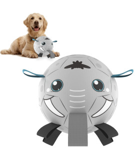 Dog Toys Elephant Shaped Soccer Ball with Nylon Strap, Interactive Dog Toys Puppy Birthday Dog Water Toys Durable Fetch Ball Dog Tug of War Toys for Puppy Small Medium Large Breed (7 inch)
