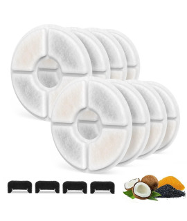 SAMANIJA 8-Pack filters with 4-pack Pre-Filter Sponges replacement, Compatible with 81oz/2.4L Cat Water Square fountain, three Triple Filtration System