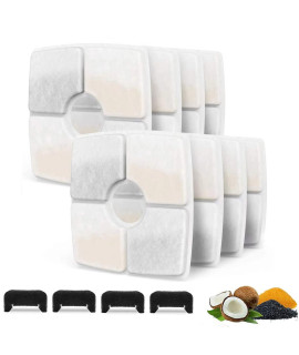 SAMANIJA 8-Pack filters with 4-pack Pre-Filter Sponges replacement, Compatible with Veken 84oz/2.5L Cat Water Square fountain