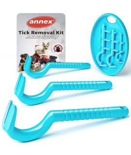 Tick Remover Tool for Dogs, cats, and Humans - Painlessly Remove Ticks in Seconds - Set of 3 Tick Hooks, Including Storage Box