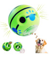 CREDIT 5 STAR Wobble Giggle Dog Balls for Puppy Small Medium Dog Food Toy Treat Dispenser Wiggle Wag Talking Ball Dogs Puzzle Feeder Toy Chew Ball for Small Breeds GT005 (Green, 4)