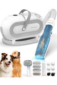 Pet Grooming Vacuum for Dogs, 8 in 1 Pet Grooming Kit & Vacuum Powerful Suction 99% Pet Hair, 2L Large Capacity Dog Hair Vacuum Groomer, Dog Brush Vacuum for Shedding, Grey