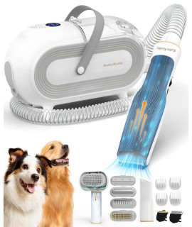 Pet Grooming Vacuum for Dogs, 8 in 1 Pet Grooming Kit & Vacuum Powerful Suction 99% Pet Hair, 2L Large Capacity Dog Hair Vacuum Groomer, Dog Brush Vacuum for Shedding, Grey