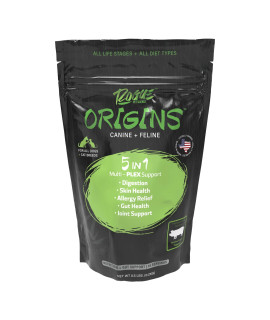 ROGUE PET SCIENCE Origins 5-in-1 Dog Supplement - Powdered Food Topper w/Natural Heirloom Pork Protein- Supports Healthy Digestion, Skin, and Coat - Helps Reduce Itching & Joint Inflammation (1/2 lbs)