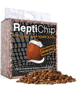 ReptiChip Compressed Coconut Chip Substrate for Reptiles 5 Pack of 72 Quart Coco Husk Bedding Brick for Ball Pythons, Snakes, Tortoises, Geckos, Frogs, or Lizard Terrarium Tanks