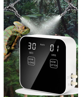 Reptile Mister Automatic, Quiet Reptile Misting System with Timer, Reptile Fogger Humidifiers with Fine Water Mist Nozzles, Terrarium Mister Humidifiers with Water Shortage Protection (2 Nozzles)