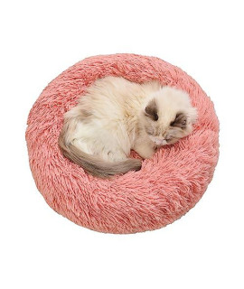 Aalklia Cat Bed Calming Soft Indoor,Washable,Anti-Slip Bottom,Cozy Plush Anti-Anxiety Fluffy Cuddler,20,Light Pink
