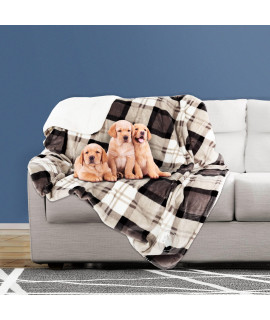 PETMAKER Pet Blanket - Reversible Waterproof Plaid Throw Protects Couch, Car, and Bed from Spills, Stains, or Fur - Dog and Cat Blankets (Gray), Large