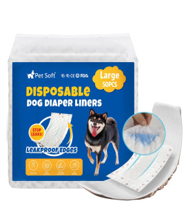 Pet Soft Dog Diaper Liners - Disposable Diaper Pads Fit to Most Washable Dog Diapers & Male Dog Wraps Belly Bands, Super Absorbent for Dog Marking Incontinence Female in Heat (Brown, L-50ct)