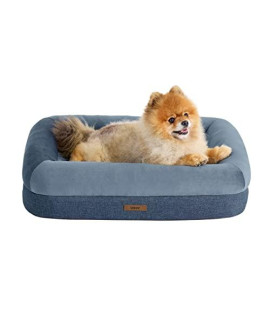Lesure Bamboo Charcoal Memory Foam Dog Beds - Orthopedic Dog Bed Washable for Small Dog Made with CertiPUR-US Certified Foam, Bolster Pet Bed with Removable Washable Cover and Waterproof Lining, Navy