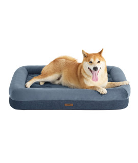 Lesure Bamboo Charcoal Memory Foam Dog Bed - Orthopedic Dog Bed Washable for Large Dogs Made with CertiPUR-US Certified Foam, Bolster Pet Bed with Removable Washable Cover and Waterproof Lining, Navy