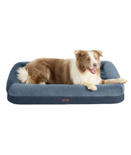 Lesure Bamboo Charcoal Memory Foam Dog Bed - Orthopedic Dog Bed for Extra Large Dogs Made with CertiPUR-US Certified Foam, Bolster Pet Bed with Removable Washable Cover and Waterproof Lining, Navy