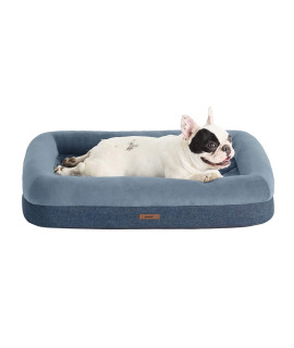 Lesure Bamboo Charcoal Memory Foam Dog Bed - Orthopedic Dog Bed for Medium Dogs Made with CertiPUR-US Certified Foam, Bolster Pet Bed with Removable Washable Cover and Waterproof Lining, Navy