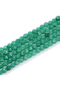 2 Strands Adabele Natural green Malaysia Jade Healing gemstone 8mm (031 Inch) Faceted Round Spacer Stone Beads (88-92pcs) for Jewelry craft Making gH-F26