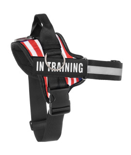Tsikavo Essential Dog Harness, No Pull Pet Harness with 3 Side Rings , Choke, Reflective, Adjustable Vest, Easy On-Off & Improved Control Handle, M(Neck:18-26'',Chest:21-25''), (KD-PET01-Flag-M)