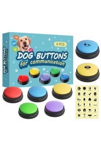 Dog Buttons for Communication, Dog Talking Buttons, Training The Pet to Speaking Buttons, Speech Buttons with Words Recordable, Voice Recording Button Push Buttons to Talk-Dog Gifts & Stuff (8 packs)