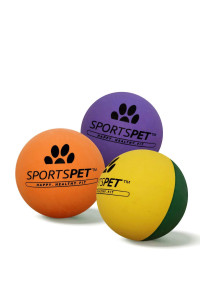 SPORTSPET High Bounce Natural Rubber Dog Balls (60mm) (Smoothie Edition 6 Pack)