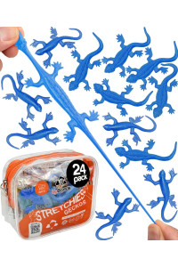 UpBrands 24 Pack BLUE Super Stretchy Lizard Toys - Cool Party Favors, Rubber Lizards for Kids, Creative Learning Rewards Reptile & Newt Toy, Stress-Relief & Blue Celebrations