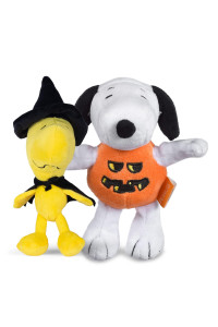 Peanuts for Pets 6 Inch 2 Pack Halloween Dog Toys Snoopy Pumpkin and Woodstock Witch Figure Dog Toys Plush Squeaky Dog Chew Toys Officially Licensed by Peanuts