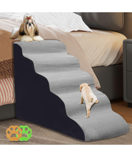 MALOROY Dog Stairs for Small Dogs, Dog Steps for High Bed 25-28 Inches, Pet Steps Stairs for High Beds Climbing, 30D High Density Foam Dog Ramp Best for Older Injured Dogs/Cats, Grey