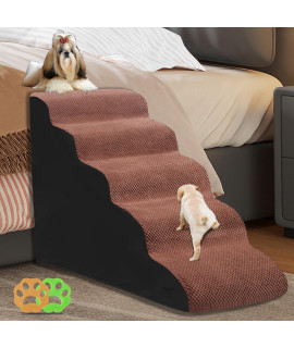 MALOROY Dog Stairs for Small Dogs, Dog Steps for High Beds, Pet Steps Stairs for Old Dogs to Get on Bed, Non Slip Pet Dog Ramp with High-Density Foam and Removeable Cover, Brown
