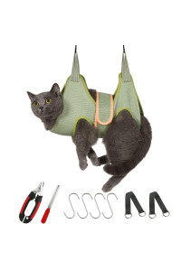 Guzekier Cat Grooming Hammock with Safety Belt for Nail Clipping, Nail Clipper Hammock for Grooming, Cat Nail Trimming Bathing Bag Nail Covers caps, Dog Hammock with Nail Clippers/Trimmer, Nail File