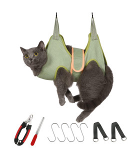 Guzekier Cat Grooming Hammock with Safety Belt for Nail Clipping, Nail Clipper Hammock for Grooming, Cat Nail Trimming Bathing Bag Nail Covers caps, Dog Hammock with Nail Clippers/Trimmer, Nail File